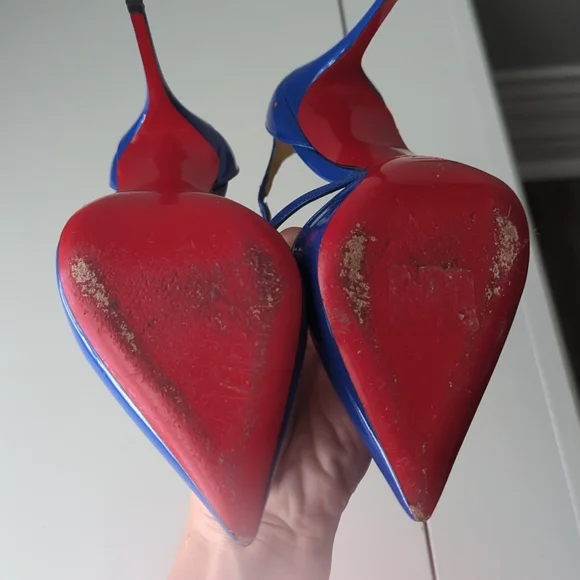 Christian Louboutin Cross Blake 100 Cobalt Blue Pumps - Picture 4 of 6